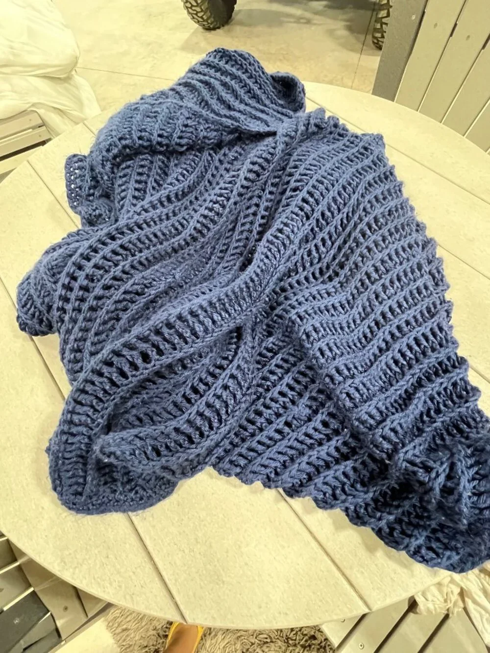 Hand Made Chunky Navy Blue Throw Blanket